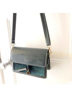 Emerald Green Suede Like Mini Crossbody Shoulder Bag